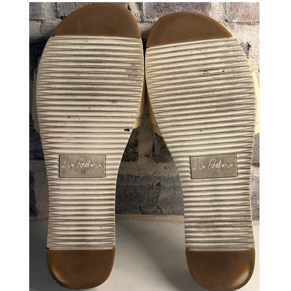 Sam Edelman Womens Adaley Leather Buckle Platform Slide Sandals Cream Beige 10 - Picture 8 of 10